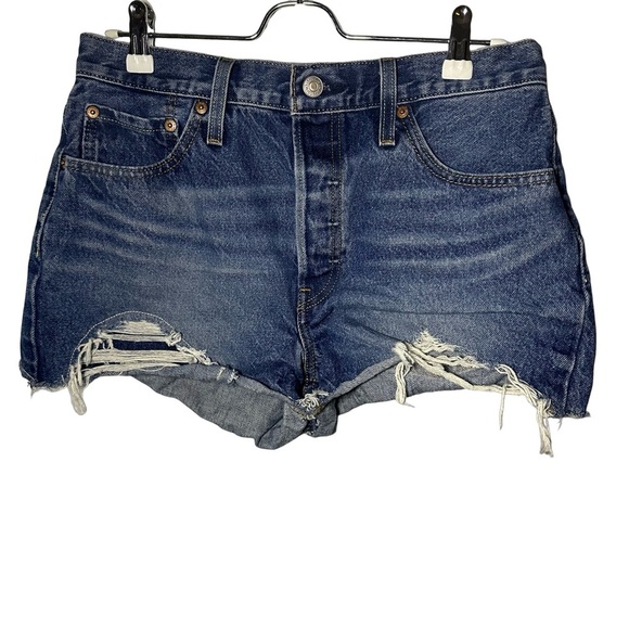 LEVIS 501 Original High Rise Button Fly Cut Off Jean Shorts  Medium Wash Size 29 - Picture 1 of 9